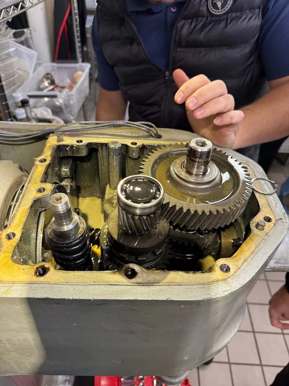 Hobart commercial mixer gearbox opened for repair