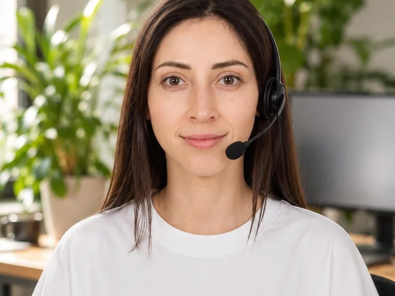 Big Joe dispatcher on a headset taking a service call